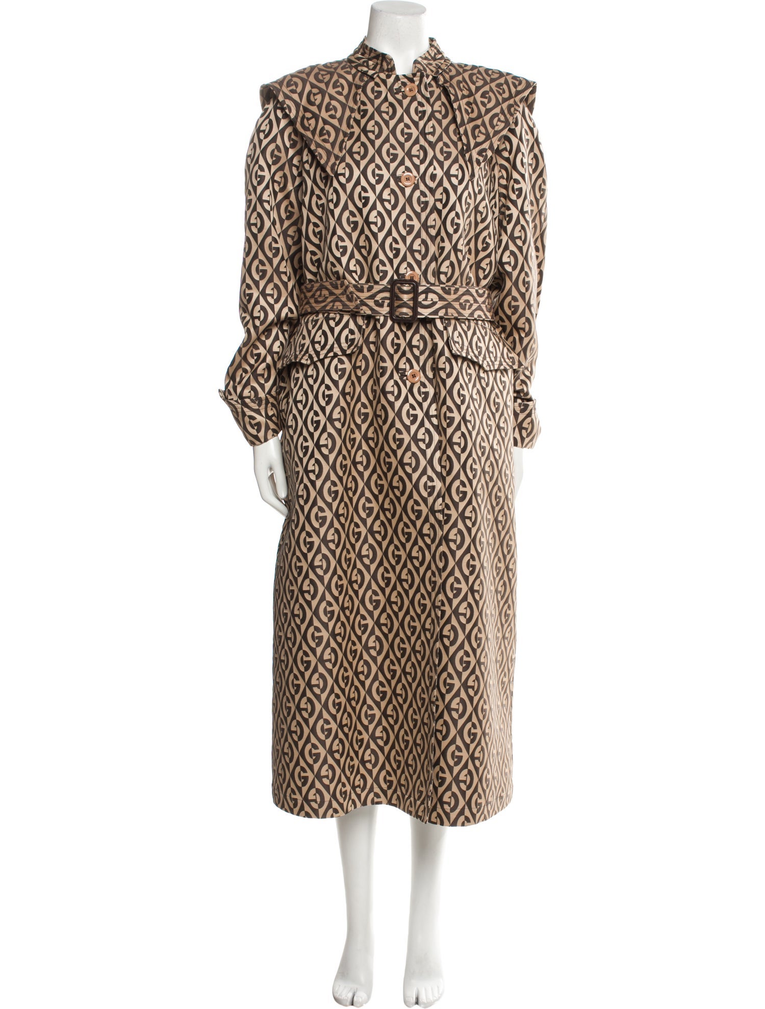 Gucci Wool Printed Trench Coat